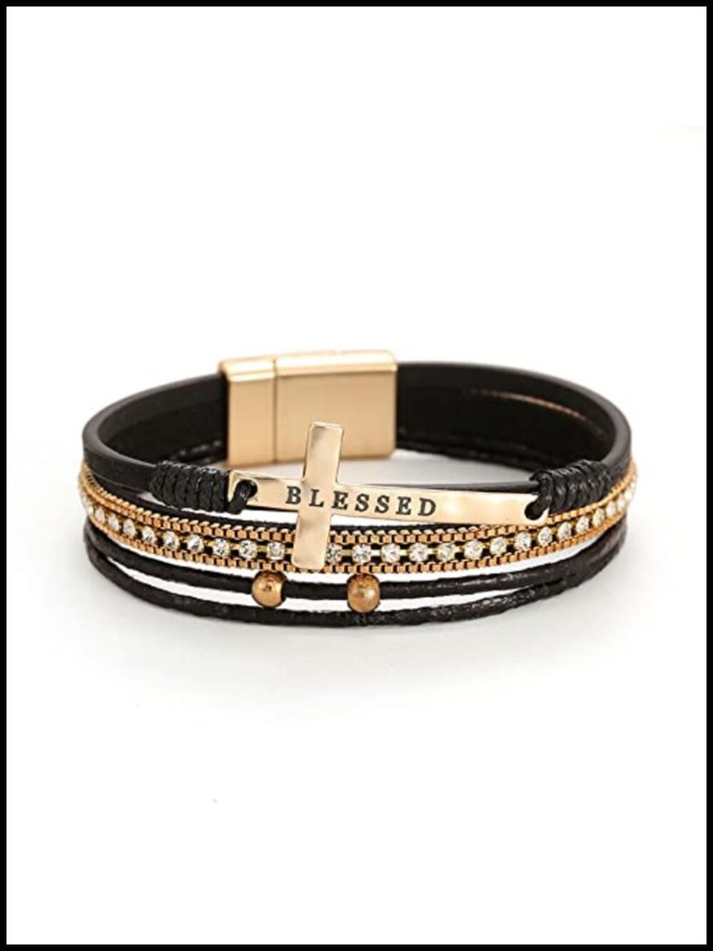Bohemian Faux Leather Wrap Bracelet Christian Religious Inspirational Cuff